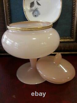 Vintage antique Rare French Royal opaline light pink box with ormolu. Wow